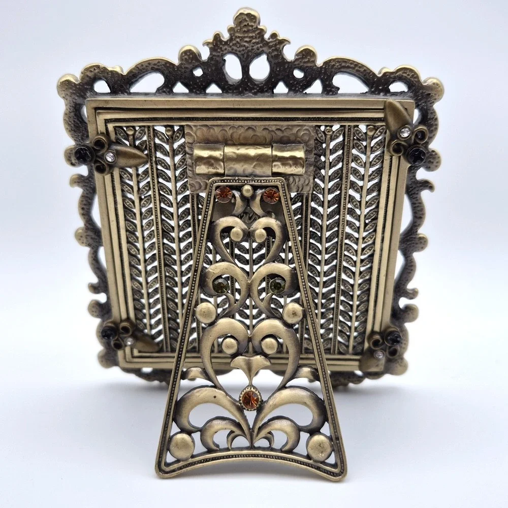Tizo Jeweled Crystal Enameled 4x4 Frame Amber Champagne Metal